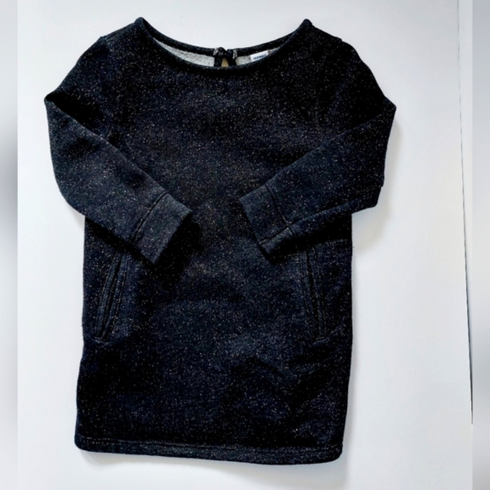 Black & Silver Fleece Sheath Dress with‎ Pockets 2T Old Navy